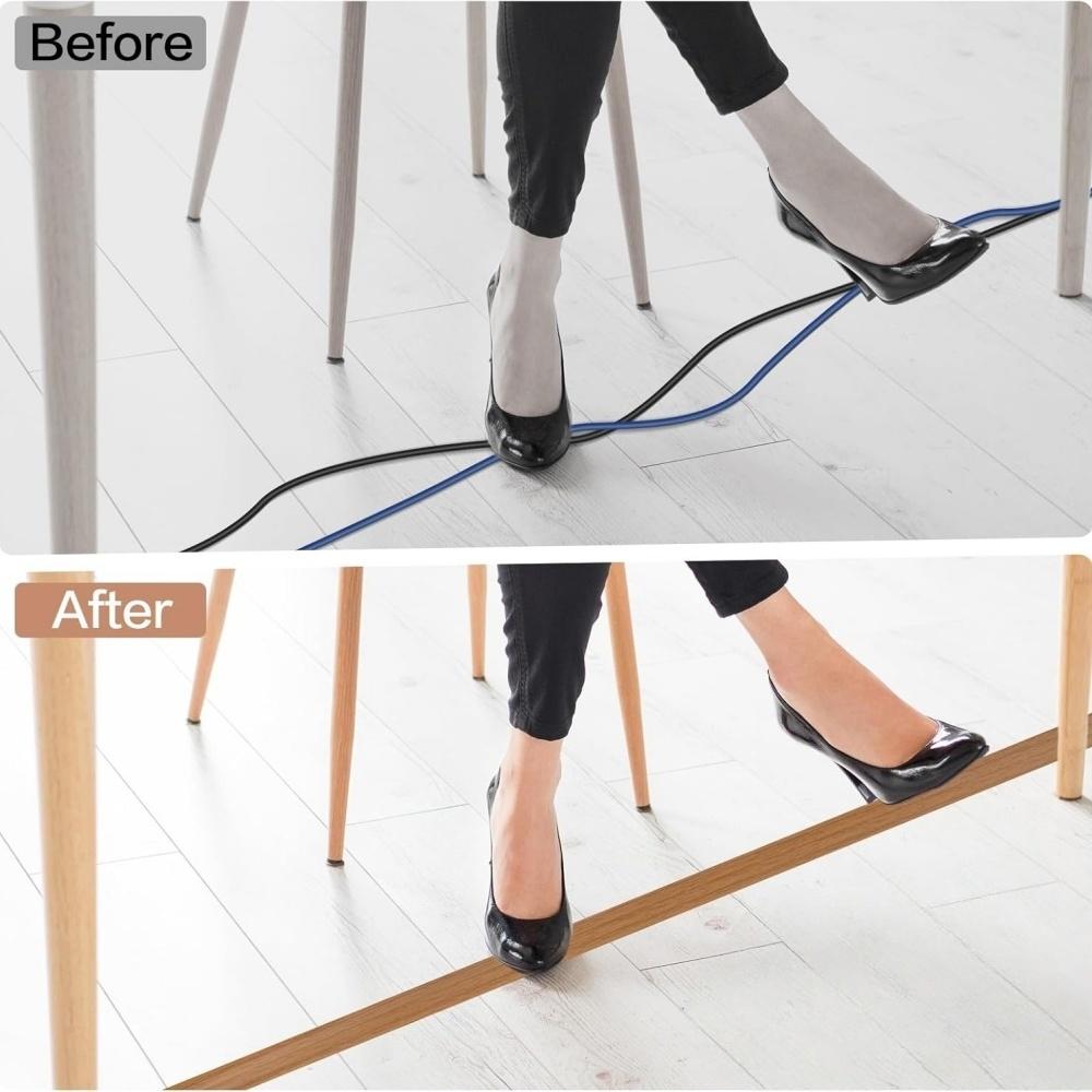 1pc 1mX3cm Wood Grain  Floor Cord Cover Pvc Self Adhesive Cord Hider for Cable Management Cable Protector Anti Stepping Cover