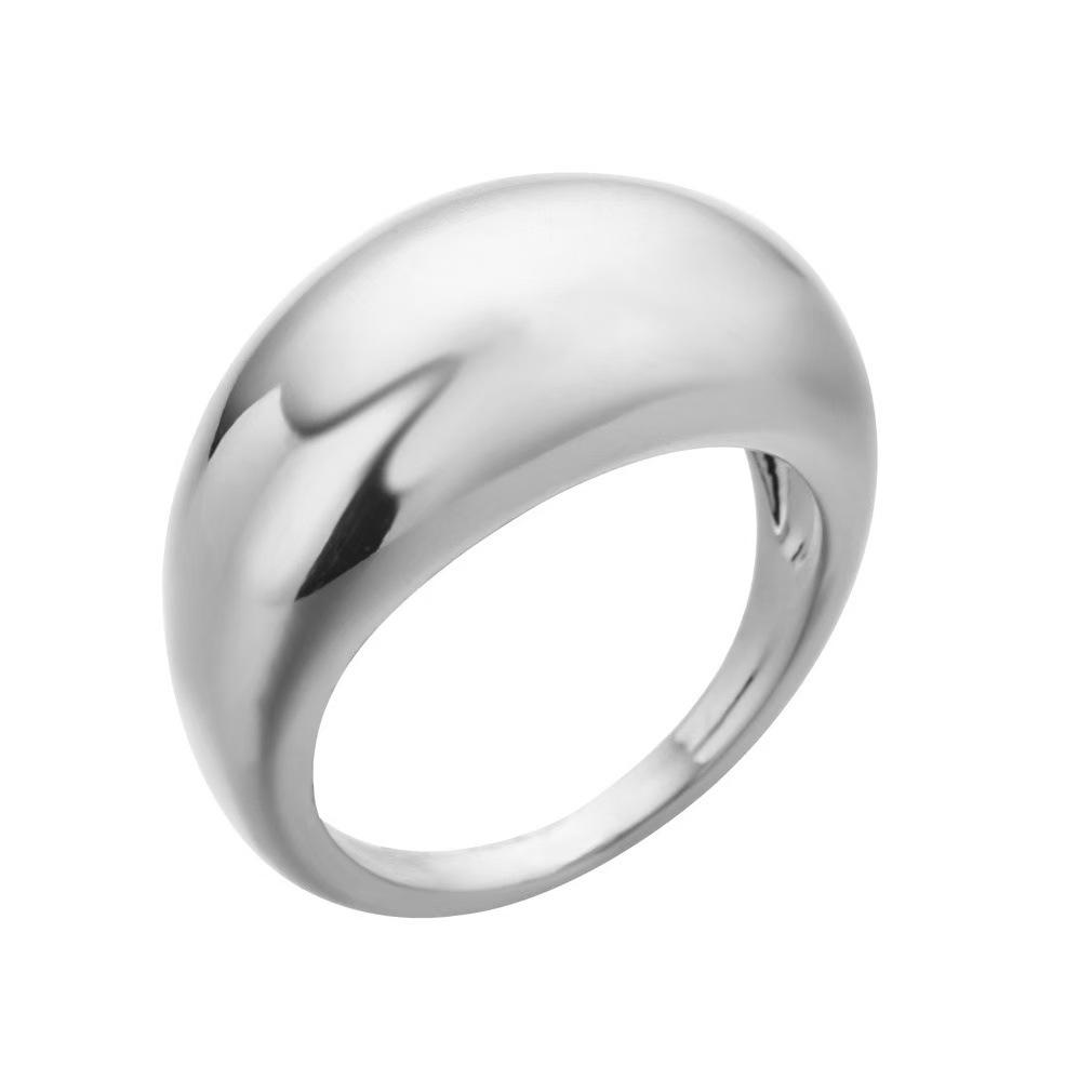 «Преувеличенное купольное кольцо»: Геометрический, модный и смелый Size 11 серебряный