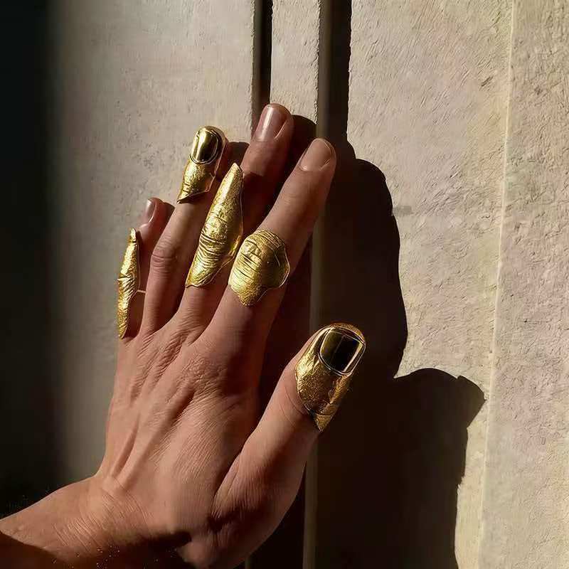 

5Pcs/set Punk Style Knuckle Rings Unisex Irregular Protective Ring Sets Gothic Personalized Party Banquet Jewelry Accessories