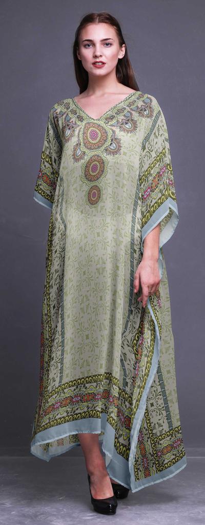 Phagun Damasco & Mandala Étnico Feminino Plus Size Caftan Roupa de Verão Cobertura de Praia Quimono