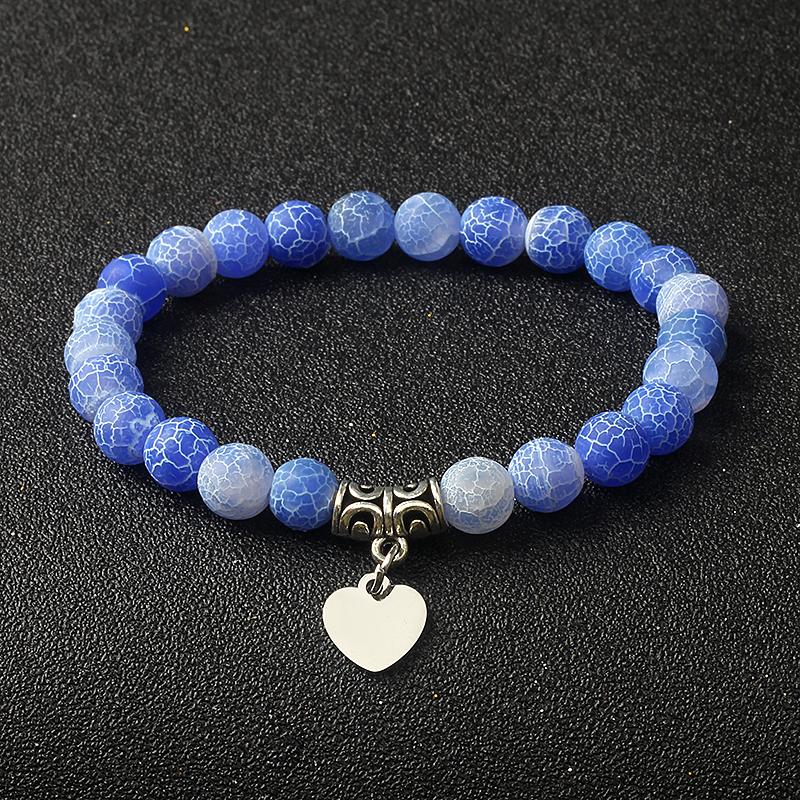 Original Amethyst Heart Charm Bracelets Women 316L Stainless Steel Pendant Bracelets Nature Stone Beaded Couple Jewelry Pulsera