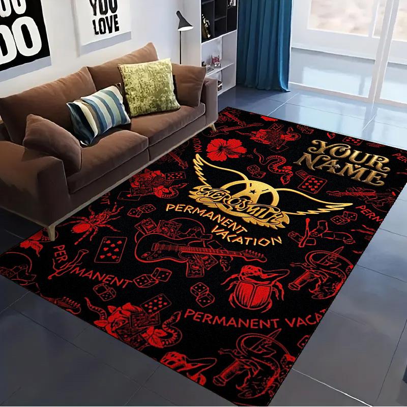 Name Custom Aerosmith Carpet Rug for Living Room Bedroom Home Sofa Decoration,Kids play Non-slip Floor Mat
