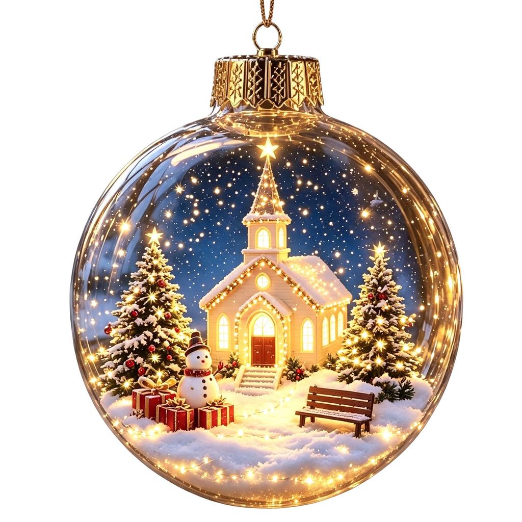 Transparent Light-Up Christmas Ornament Ball for Holiday Tree Hanging Decor