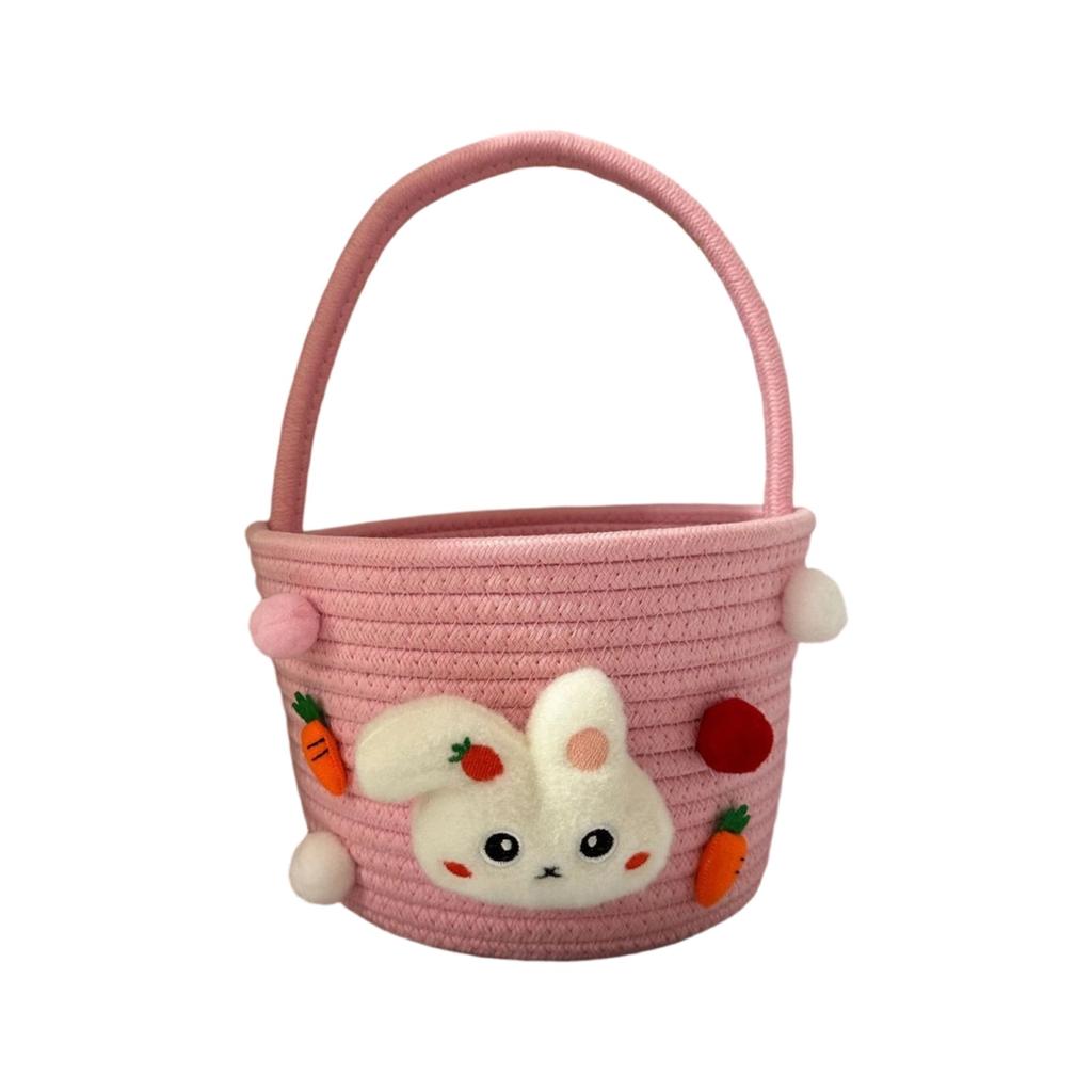 Coș de depozitare de Paște - Coș decorativ din frânghie de bumbac pentru masă, măsuță de toaletă sau organizarea camerei de zi