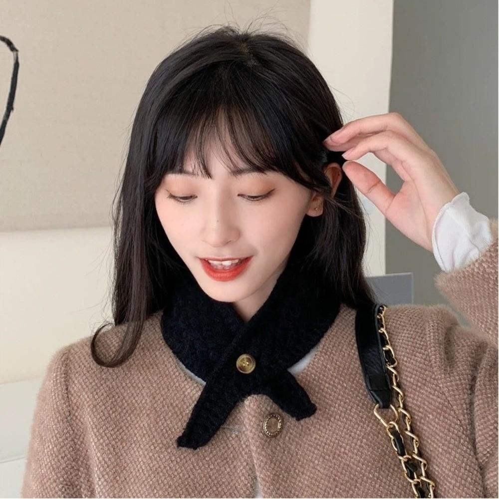 Cold Resistant Knit Triangular Scarve Solid Color False Collar Fashionable Neck Scarf Female