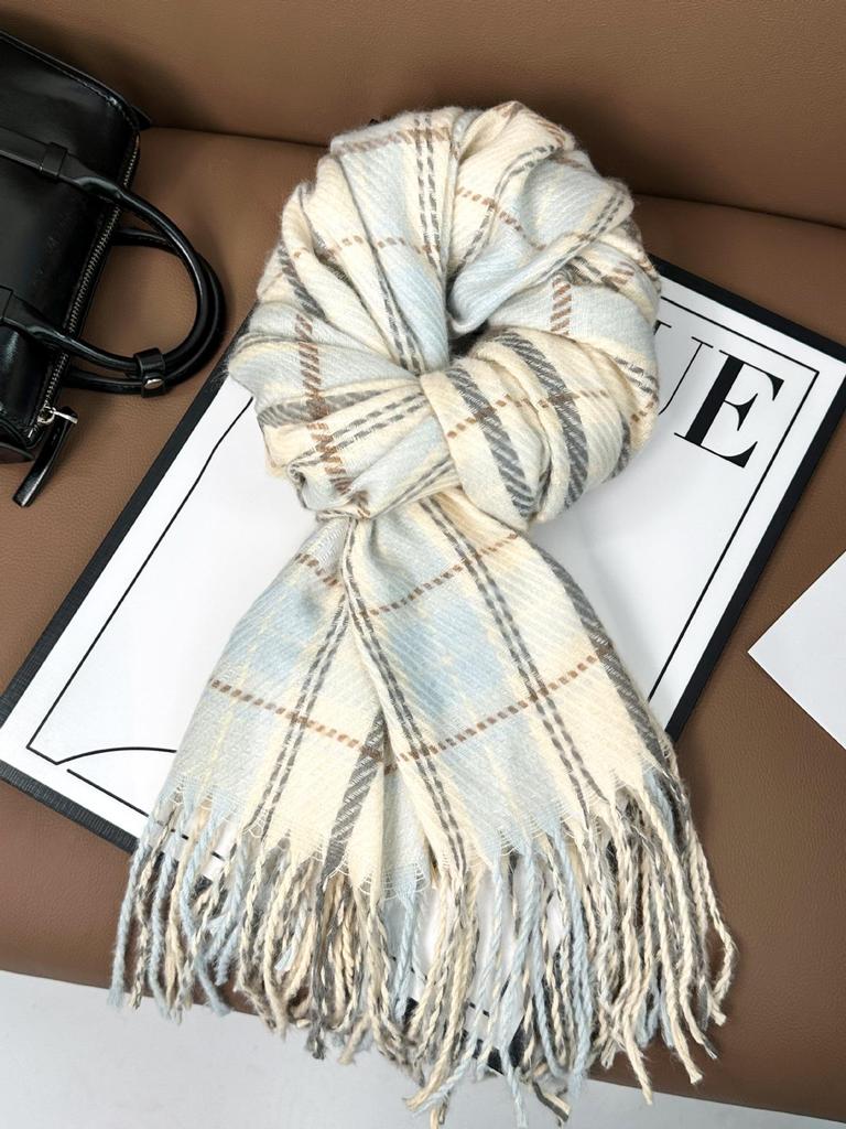 Women's Korean Style Plaid Scarf 2025 - High-End, Versatile Shawl & Neck Warmer for Winter