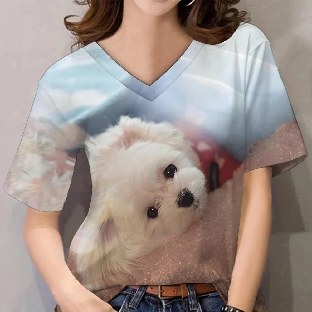 Women's Luxury T Shirts 3d Butterfly Print Short Sleeve V-neck Summer Fashion Casual Gradient Girls Pullover