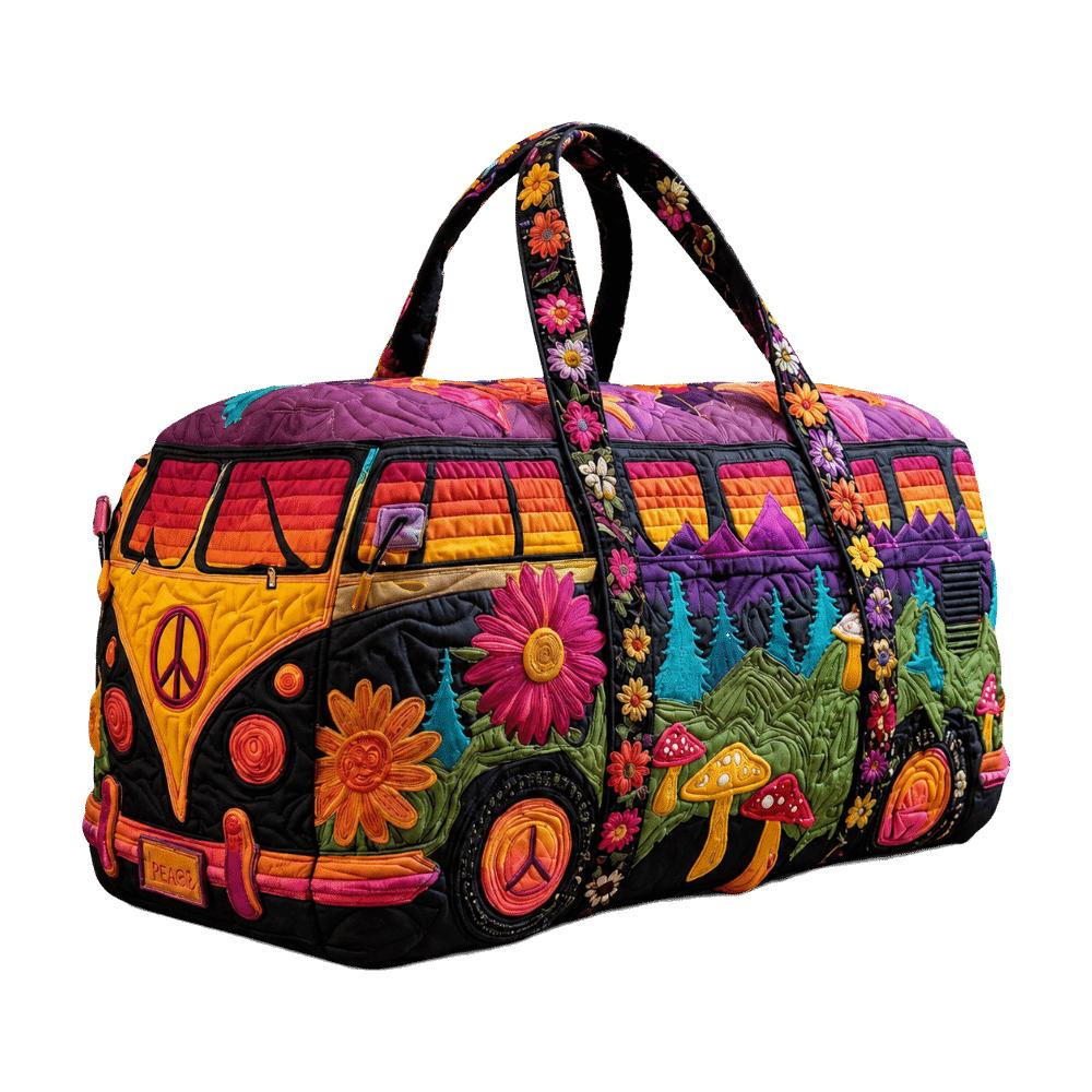 Large Capacity Travel Duffel Bag Printed Carrying Handbag Retro Quilted Duffle Bag Camping