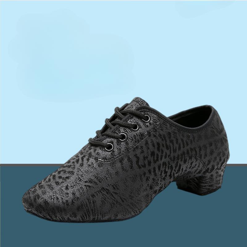 Fashion New Men's Microfiber Latin Dance Shoes BoySoft Bottom Dancing Shoes Black 3CM Tango Samba Men's Teachers' Shoes
