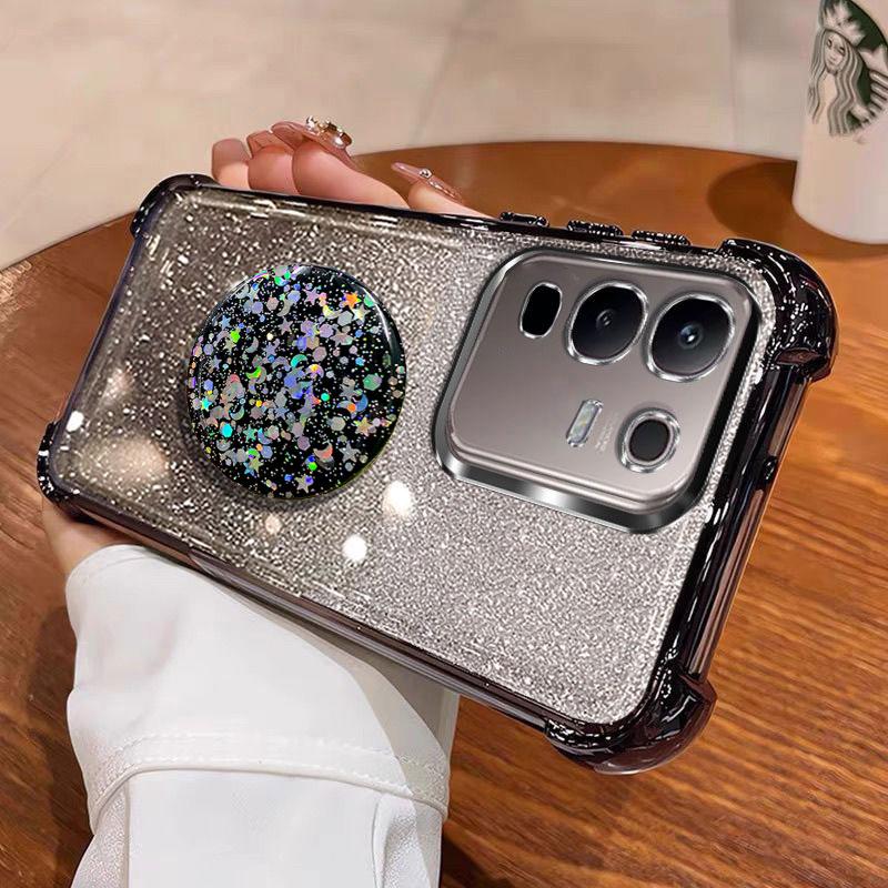 For infinix Note 50 Pro Plus 50X 50S Hot40i Tecno Spark 20 pro C Go 2024 Case With Holder Shockproof Full Protection Shiny Cover