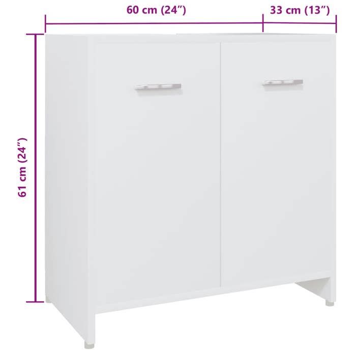 Ensemble de meubles de salle de bain - VIDAXL - 4 pcs - Blanc - Aggloméré - Montage à faire soi-même