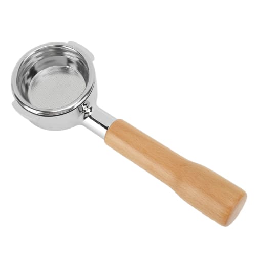 Bottomless Coffee Filter, Single-Layer 58mm Coffee Portafilter, Corrosion-Resistant, Widely Compatible for Home Use (C1 Type, Beech Wood)