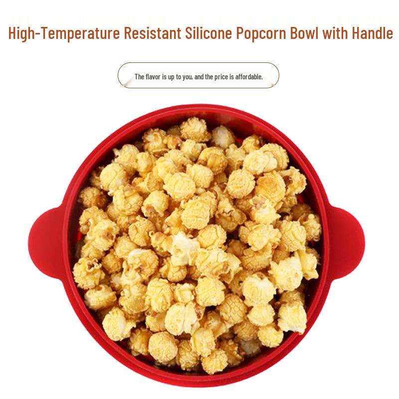 Foldable High-Temperature Resistant Silicone Popcorn Bowl for Microwave Ovens