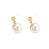 Elegant Retro Pearl & Zircon Round Earrings - High-End, Light Luxury Design