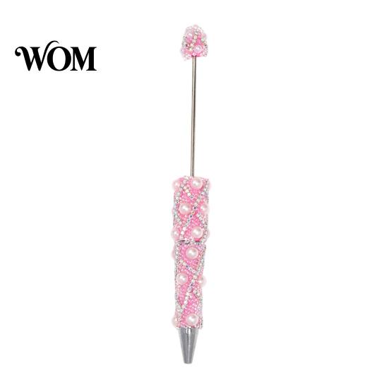 Handmade Jewelry Writing Pens DIY Beadable Pen, Bling Rhinestones And Faux Pearls Beaded Gift Ideas Black Ink Ballpoint Pen for Office School Supplies