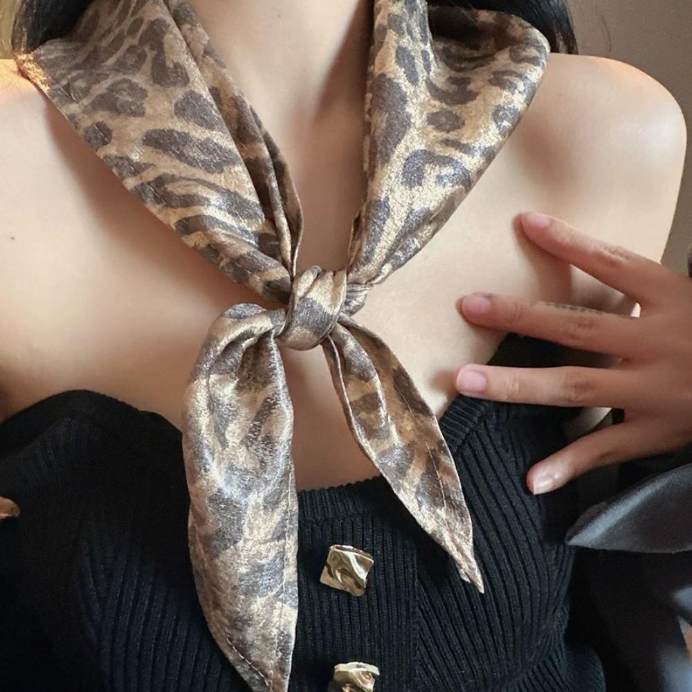 Soft Wrap Triangular Headscarf Hip Hop Punk Bandana Headwear Leopard Print Hair Scarf Ladies