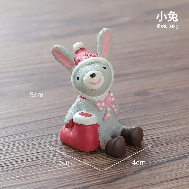 Mini Christmas Village Figurines Set Snowman Bear Deer Animal Models For Dollhouse Garden Scenery DIY Display Ornaments