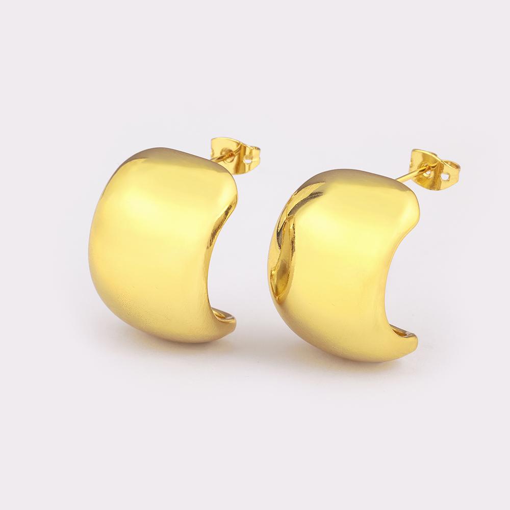 Nidin High Quality Belt Shape Smooth Copper Charm Stud Earrings For Women Vintage Ear Jewelry Party Wholesale Accessories Gifts
