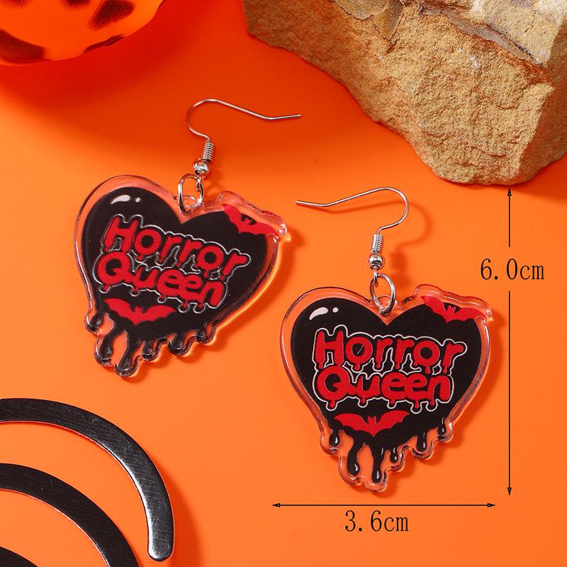 European & American Halloween Skull Ouija A-frame Card Earrings: Double-sided Acrylic Holiday Jewelry