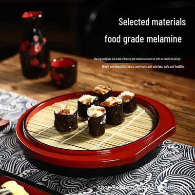 Japanese Cold Noodle & Sushi Plate Set with Bamboo Mat