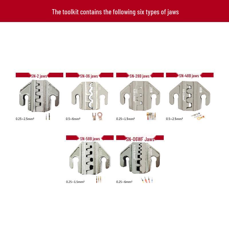SN-58B Kit d'outil à sertir à cliquet avec plusieurs options de mâchoires