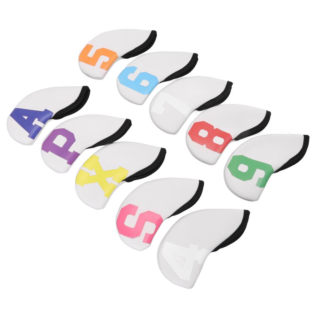 10pcs Golf Iron Head Cover with Large Color Number Waterproof Neoprene Golf Iron Club Headcover Set White