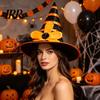Festive Witch Hat for Parties Halloween Women Girls, Large Striped Wizard Eye Catching Headwear with Flower Costume Accessories, Cosplay, Party