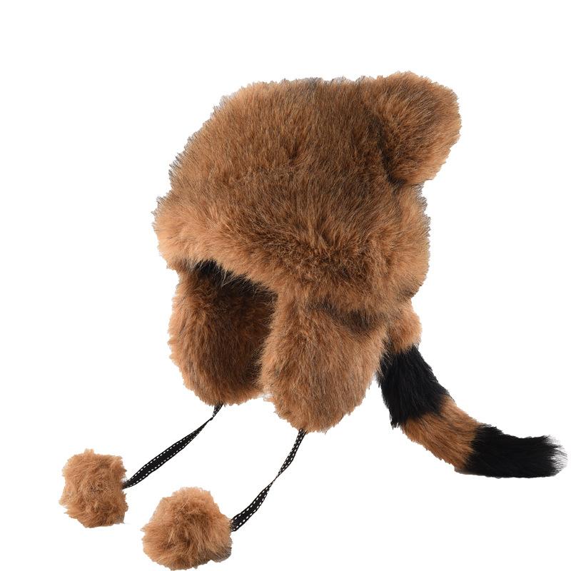 Little Raccoon Ear Hat Imitation Fur Raccoon Fur Hat Men and Women Autumn and Winter Warm Children Cute Hat