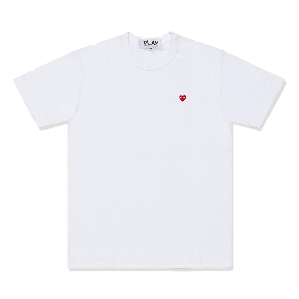 Play Comme Des Gar Ons Women T shirT wiTh Small Red hearT whiTe