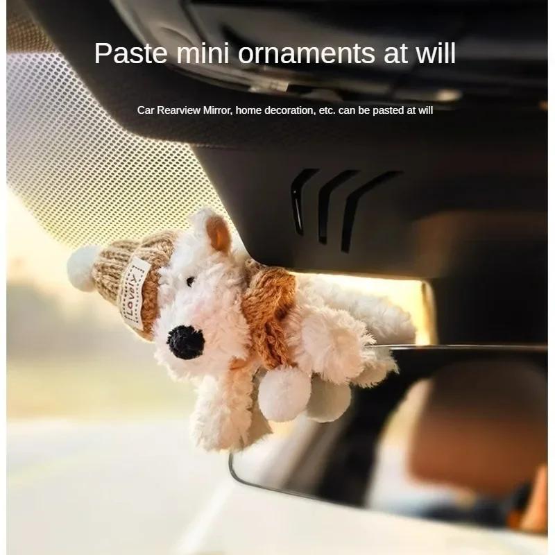 Car Pendant Kawaii Dog Doll Ornaments Car Wiper Turn Signal Switch Decoration Puppy Plush Doll Clutch Pendant Car Interior Decor