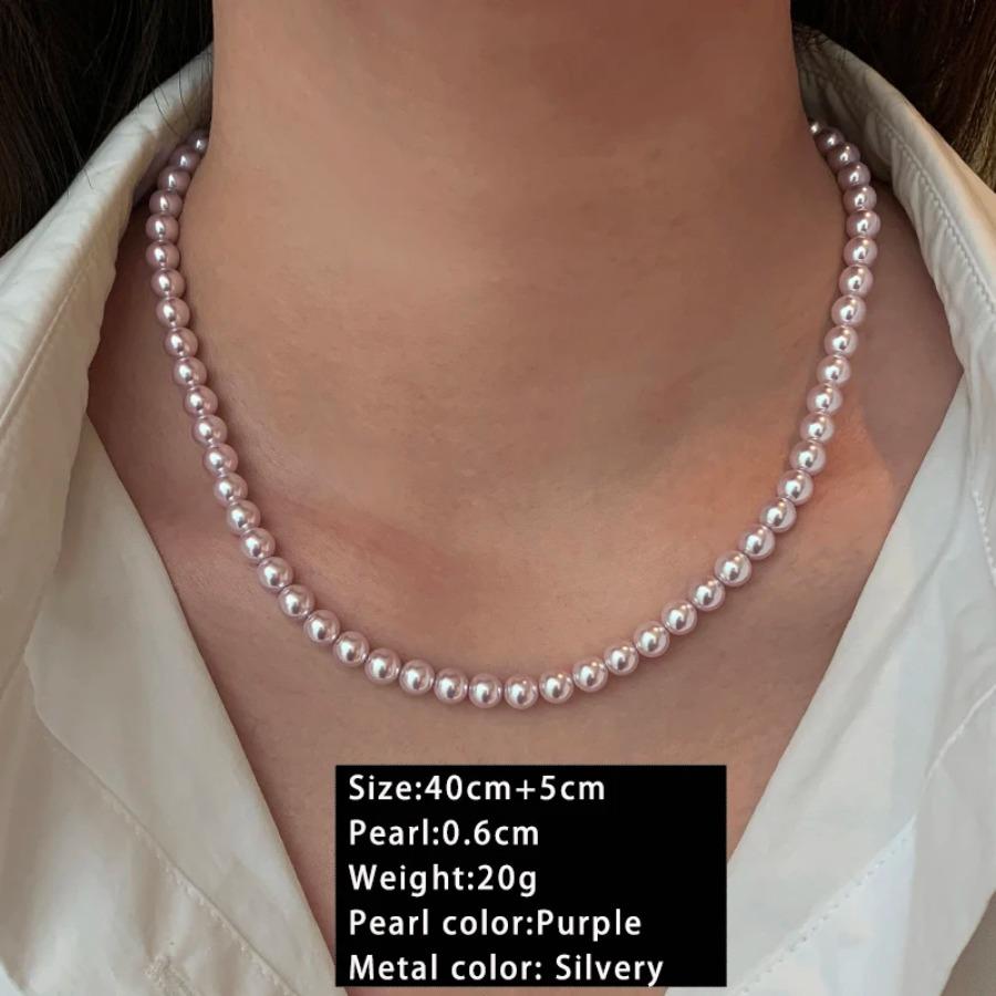 Luxuriöse Rosenlila Perlenkette für 2024 Koreanische Ausgabe Elegantes Schmuckstück Damen Sexy Schlüsselbeinkette Accessoires
