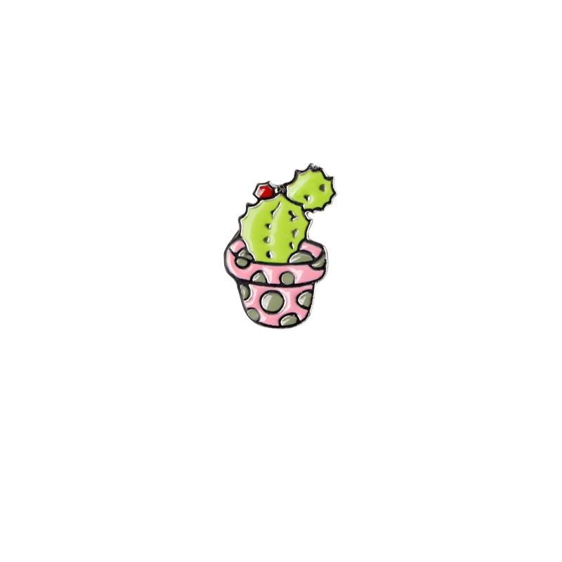 Potted Plant Cactus Enamel Pins Metal Lovely Badges Brooch Vintage Brooches For Women Jewelry Clothing Collar Lapel Accessories