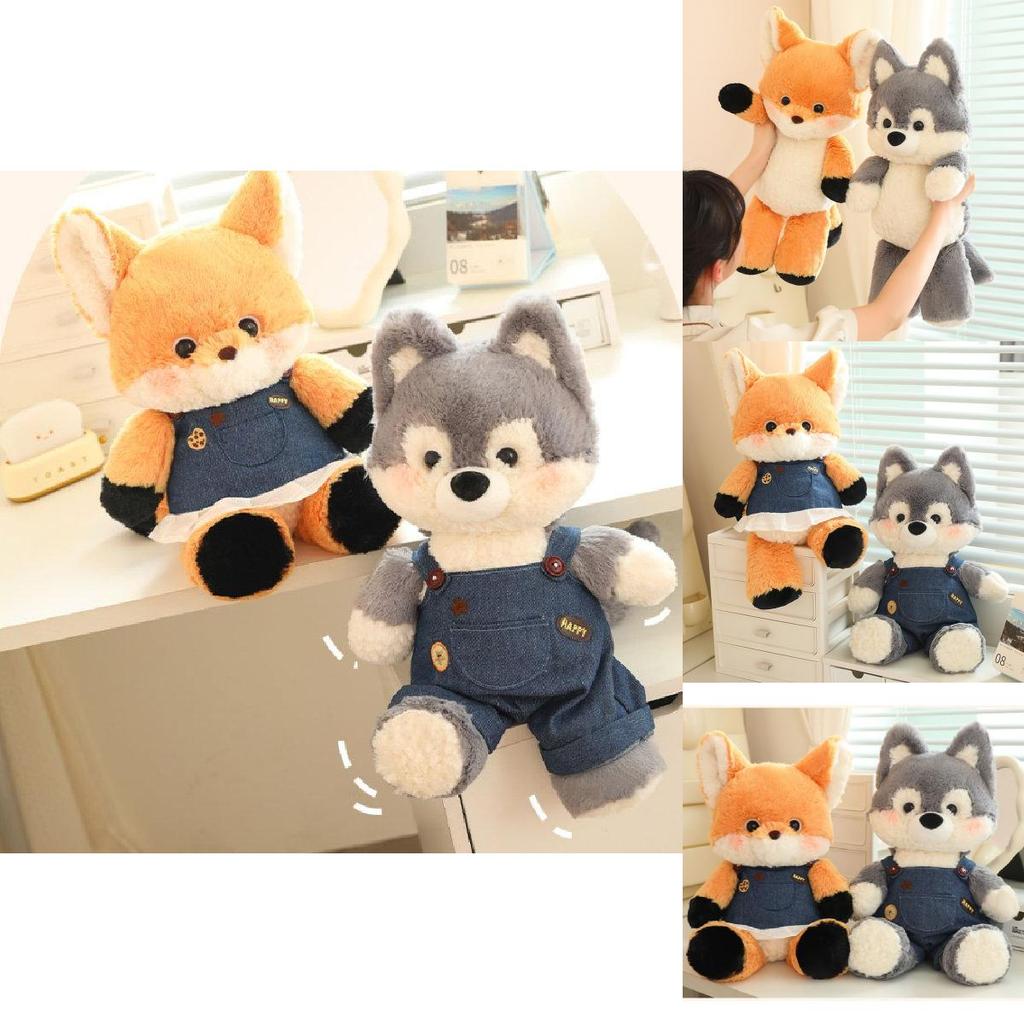 Adorable Fox And Wolf Plush Toys Soft And Cuddly Cartoon Animal Pillows For Kids