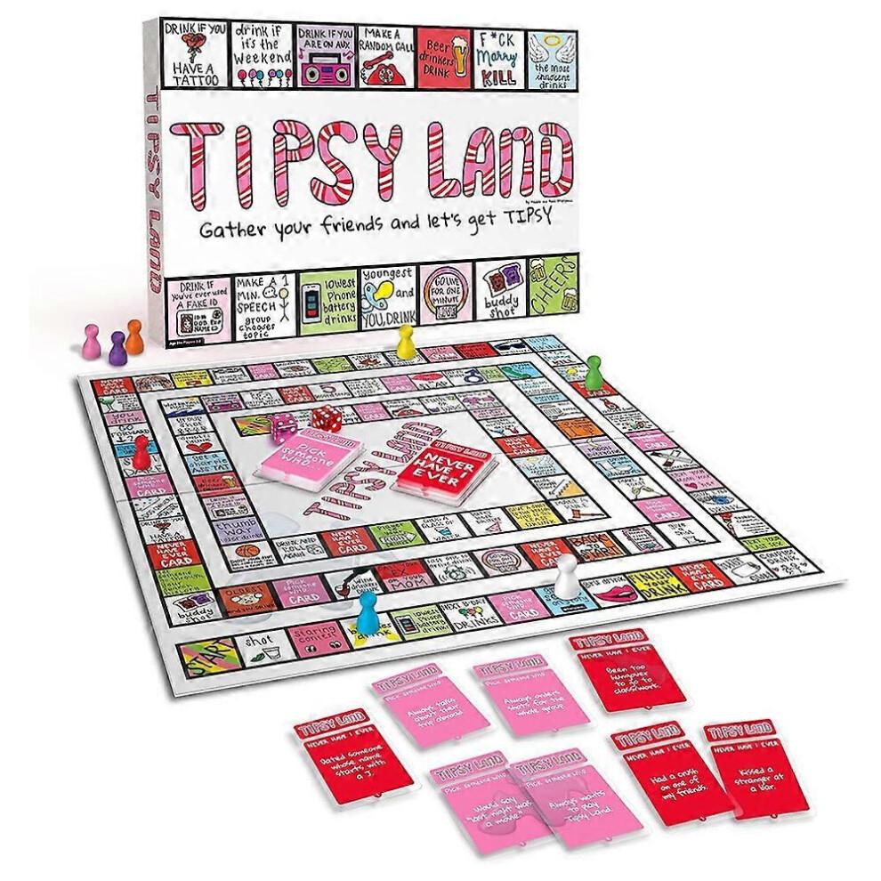 Tipsy Land Board Game,Drinking Party Board Games,Unique Spaces for Calling Out Friends,Interactive Drinking Board Games for Adults