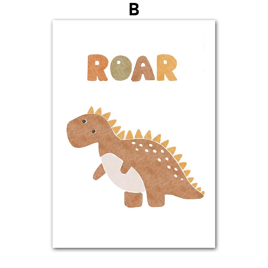 Wandkunst Kinderzimmer Dekoratives Poster Cartoon Neues Baby Dinosaurier Süßes Herz Alphabet Kindergarten Leinwand Malerei Druck Wandbild