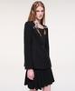 ETMON Pleats Chain Tweed Mini Skirt, Black