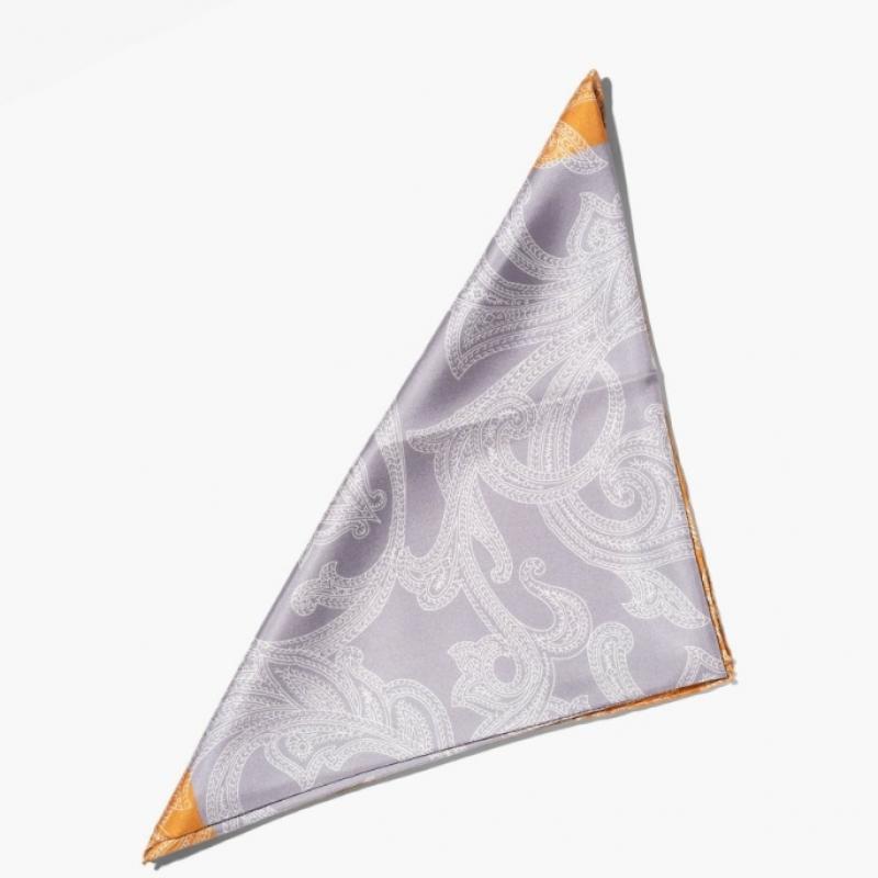 Paolo Albizzati Silk Bandana  Paisley  Gray Azf1m80001a13