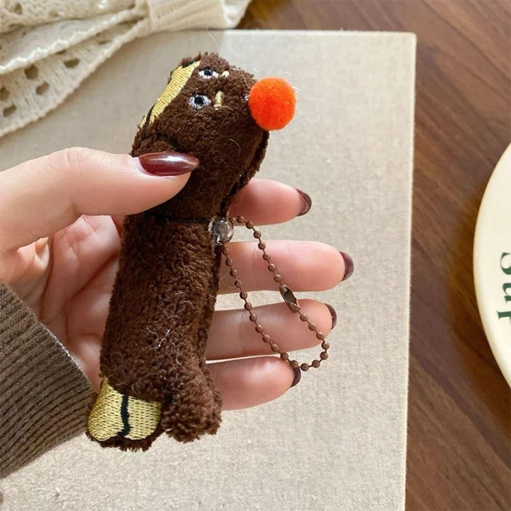 PP Cotton Dachshund Keychain Cartoon Puppy Bag Hanging Decoration Key Holder Pendant  Couple Gift