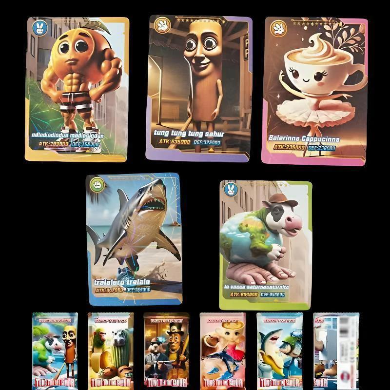 Non-Toxic 8/288Pcs Collection Cards Italian Brainrot Tungtungtung Sahur Tralalero Tralala-Children'S Card Game Toy Trading Cards Gift