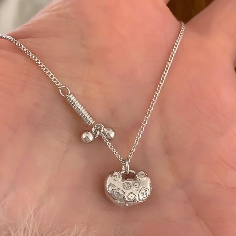 

925 sterling silver lucky safety lock necklace female niche design high sense light luxury non-fading ins versatile collarbone chain