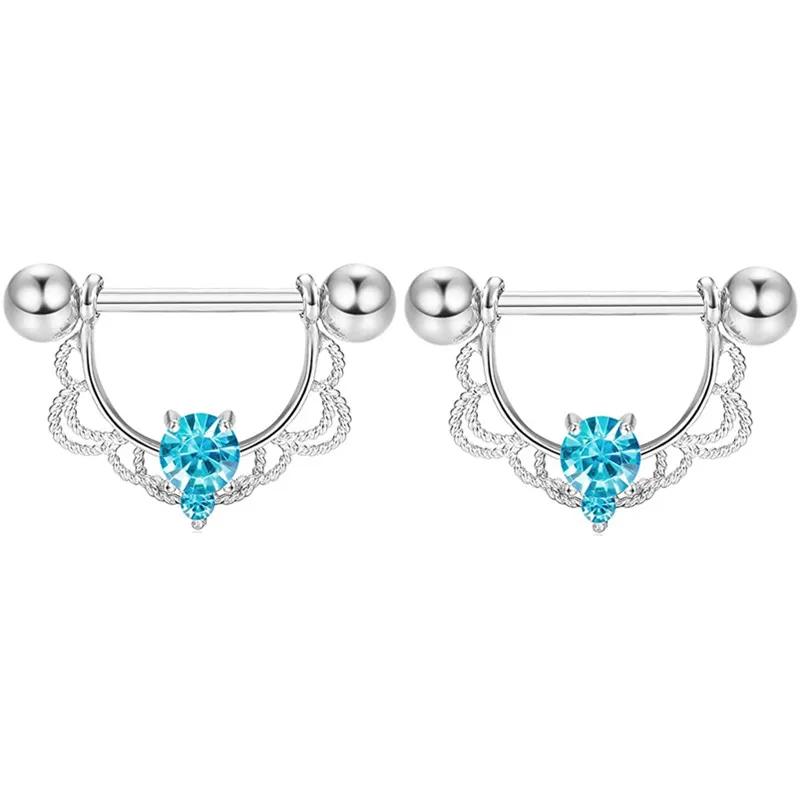 Rosa Herz Brustwarzenpiercing Stange Set Glänzende Kristall Brustwarzenringe Großpackung Für Frauen Blume Brustwarzen Schmuck Packung Piercing Teton Mengen