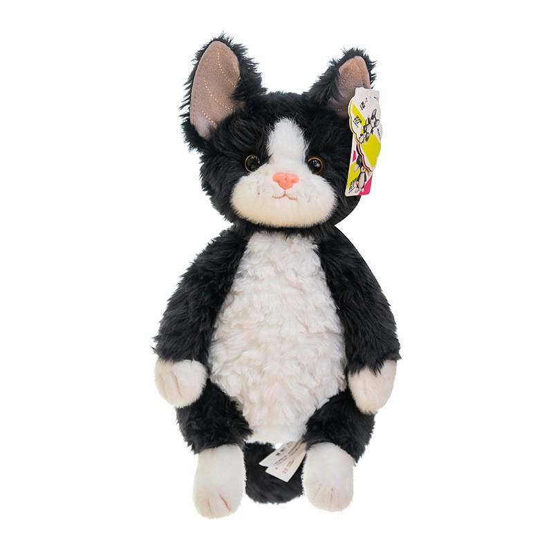 Plush Cat Toy Sitting Pose Short Fur Stuffed Animal Teenagers Adults Home Decor Gift