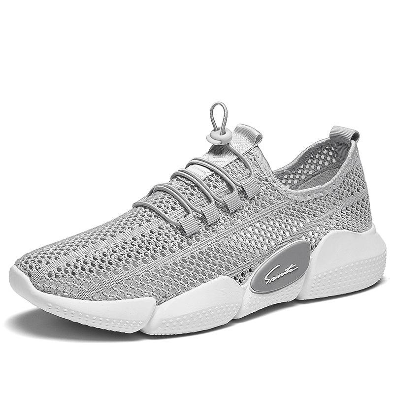 

Summer hollow breathable casual mesh shoes lightweight outdoor sports running men s shoes one pedal elastic lazy shoes 44