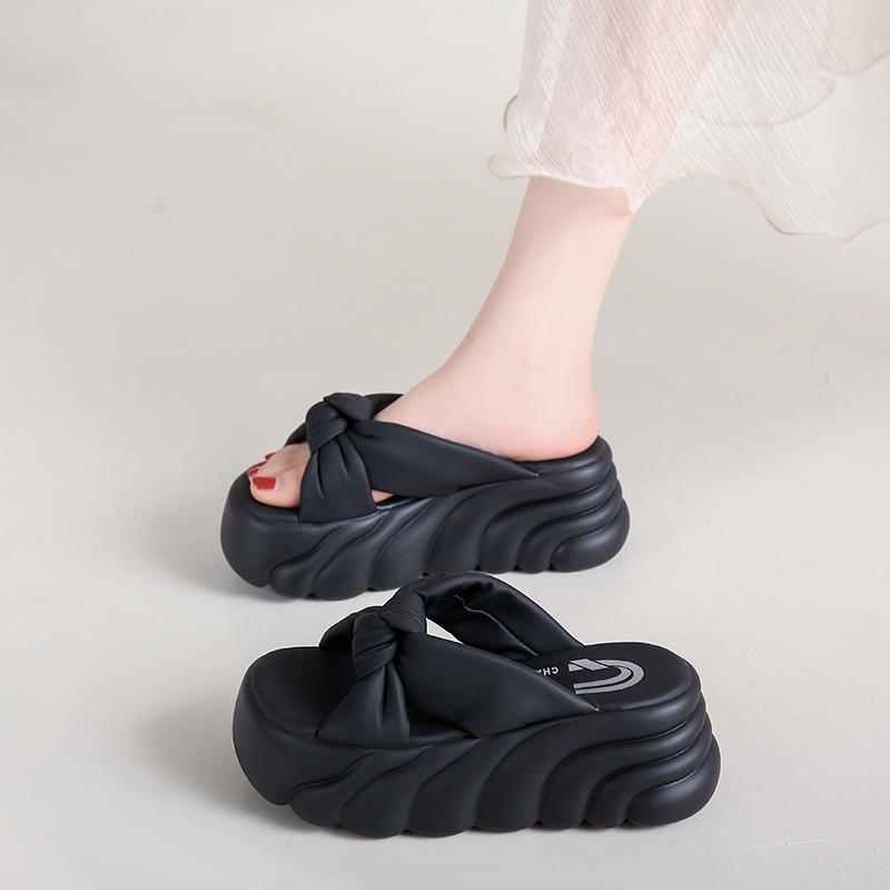 7Cm Thick-soled Slippers Women's Summer Outer Wear Height-increasing Muffin-soled Sandals New Women's Sandals Going Out