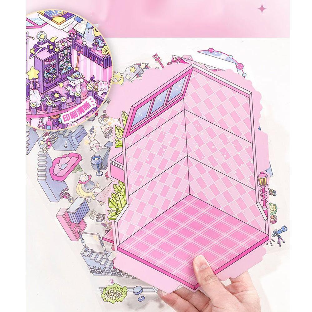 PET 3D Landscape Sticker Capybara Miniature Scene Collage Cartoon DIY Cabin Scene Sticker Gift