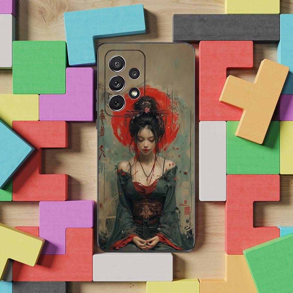 Geisha Woman Japanese Case For Samsung S10,Plus,S9,Ultra,S24,S21,S20,S23,FE,S22,S25,Lite,Soft Silicone Black