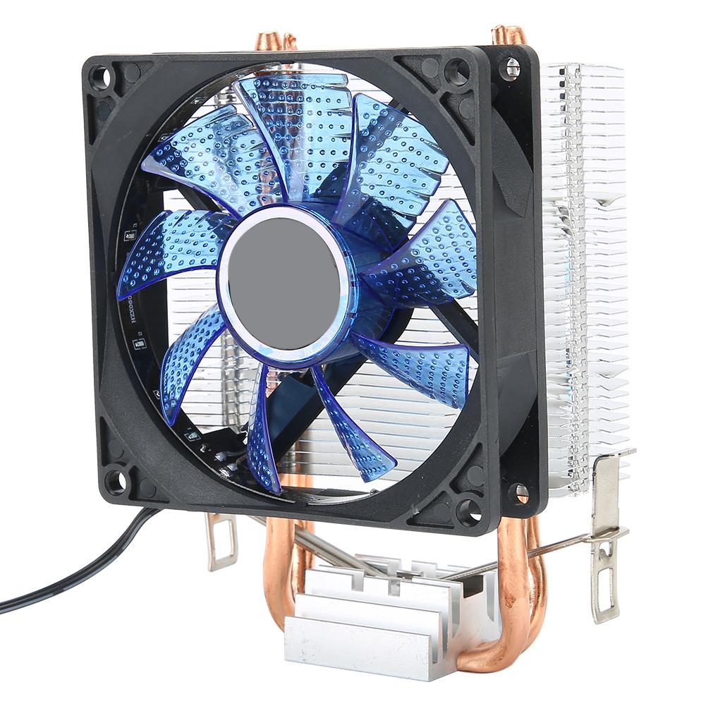CPU Cooling Fan 3 Pin Connector PC Accessory Light 2 Brass Pipe for 775 Celsius 1155 Celsius (Red )