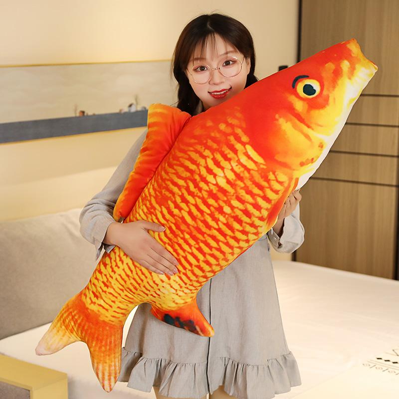 120cm Giocattoli di Peluche Pesce Rosso Simulazione 3D Animali Morbidi Ripieni Cuscino di Peluche Carpa Cuscino Creativo per Divano Cuscino Regalo