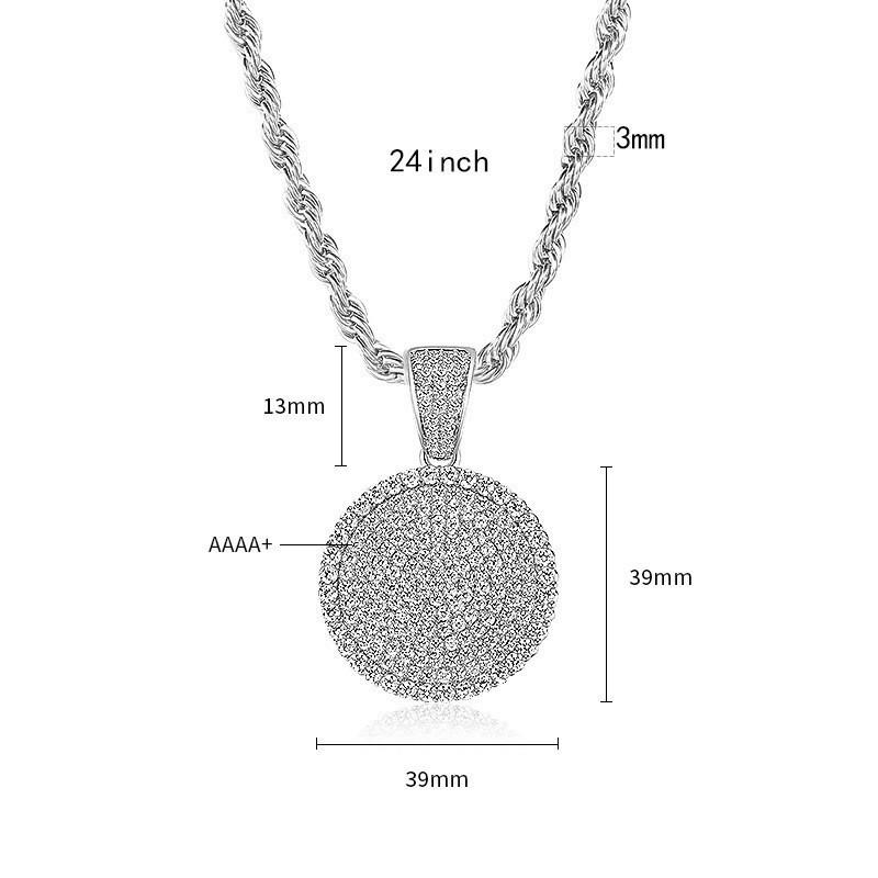 

Золотое ожерелье с круглой подвеской в виде торта из цельного бриллианта и микроинкрустированным цирконием, стиль хип-хоп, европейская и американская мода.