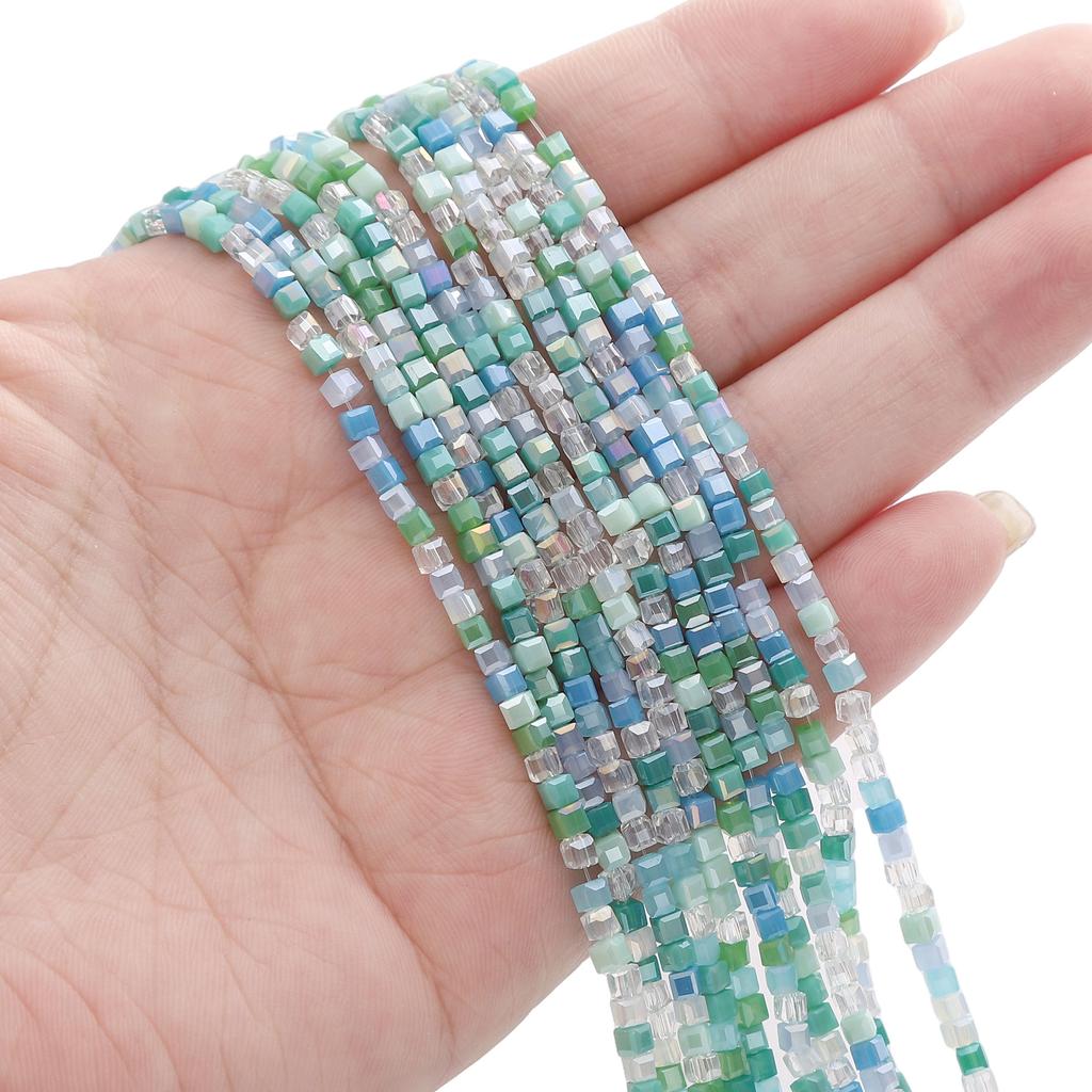 180Pcs Glass Surface Square Lnterval Bead For DIY Bracelets Necklaces Jewelry Making